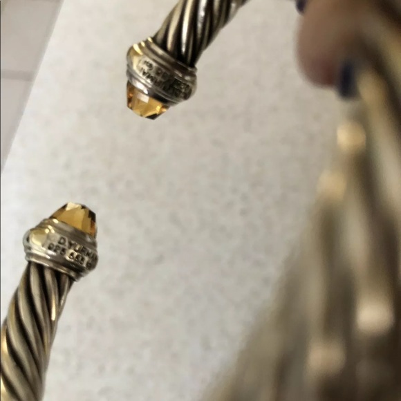 David Yurman 7mm cable citrine Cuff in SS 14k - Picture 5 of 8